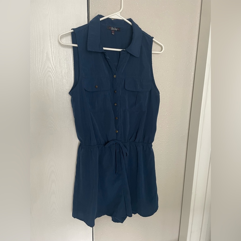 Bebop Navy Button Down Romper